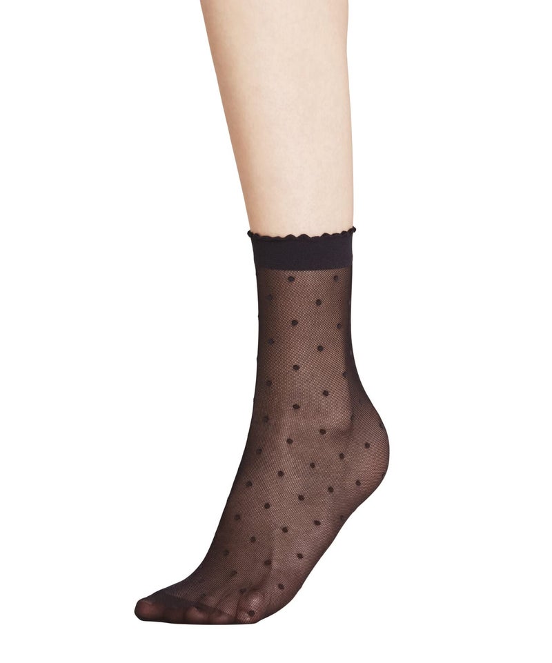 FALKE Women's Dot 15 Denier Dress Socks, Mid Calf, Patterned, Dressy or Casual, Fine Sheer Transparent, Nylon, Black (Black 3009), 8-10.5, 1 Pair - Image 5